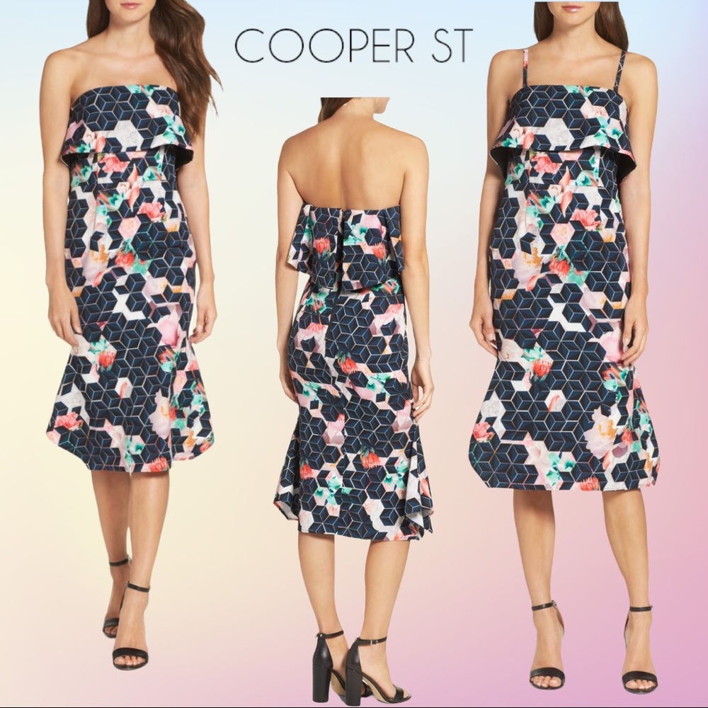 Cooper Street Midnight Meadow Midi Dress Sz 4